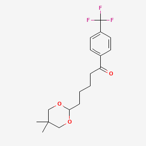 molecular formula C18H23F3O3 B1343625 5-(5,5-Dimethyl-1,3-dioxan-2-YL)-4'-trifluoromethylvalerophenone CAS No. 898786-71-5
