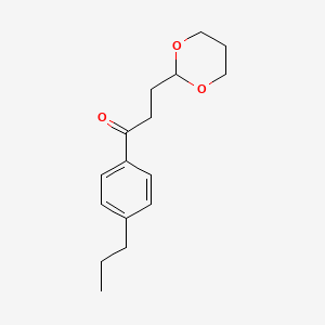 molecular formula C16H22O3 B1343626 3-(1,3-dioxan-2-yl)-4'-n-propylpropiophenone CAS No. 884504-30-7