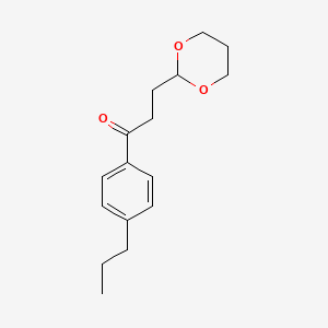 molecular formula C16H22O3 B1343626 3-(1,3-Dioxan-2-yl)-1-(4-propylphenyl)propan-1-one CAS No. 884504-30-7