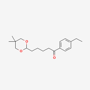 molecular formula C19H28O3 B1343627 5-(5,5-Dimethyl-1,3-dioxan-2-YL)-4'-ethylvalerophenone CAS No. 898755-39-0