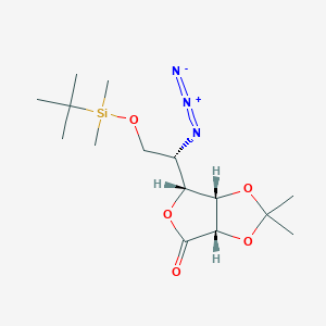 molecular formula C₁₅H₂₇N₃O₅Si B134363 5-Azido-6-(tert-butyldimethylsilyl)-2,3-O-isopropylidene L-Gulono-1,4-lactone CAS No. 118464-49-6