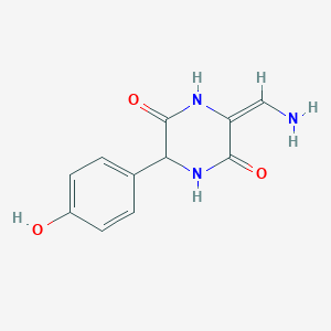 molecular formula C11H11N3O3 B13436424 3-(Aminomethylene)-6-(4-hydroxyphenyl)piperazine-2,5-dione 