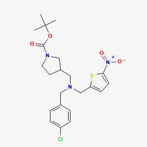 molecular formula C22H28ClN3O4S B13437259 Tert-butyl 3-[[(4-chlorophenyl)methyl-[(5-nitrothiophen-2-yl)methyl]amino]methyl]pyrrolidine-1-carboxylate 