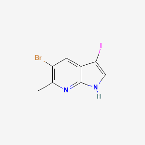 molecular formula C8H6BrIN2 B1343730 5-Bromo-3-iodo-6-methyl-1H-pyrrolo[2,3-b]pyridine CAS No. 1000343-82-7