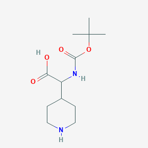 molecular formula C12H22N2O4 B1343741 2-((tert-Butoxycarbonyl)amino)-2-(piperidin-4-yl)acetic acid CAS No. 494210-73-0