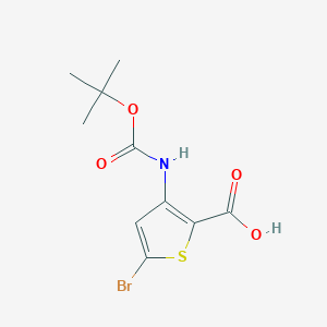 molecular formula C10H12BrNO4S B1343787 5-溴-3-((叔丁氧羰基)氨基)噻吩-2-羧酸 CAS No. 494833-77-1