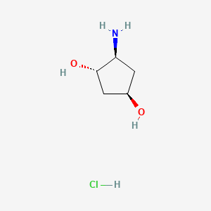 molecular formula C5H12ClNO2 B13438092 Rac-(1R,3S,4S)-4-aminocyclopentane-1,3-diol hcl 