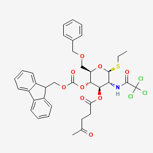 molecular formula C37H38Cl3NO9S B13438268 (2R,3S,4R,5R,6S)-3-((((9H-Fluoren-9-yl)methoxy)carbonyl)oxy)-2-((benzyloxy)methyl)-6-(ethylthio)-5-(2,2,2-trichloroacetamido)tetrahydro-2H-pyran-4-yl 4-oxopentanoate 