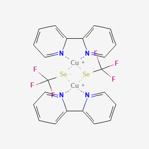 molecular formula C22H16Cu2F6N4Se2 B13438351 Copper(1+);2-pyridin-2-ylpyridine;trifluoromethaneselenolate 