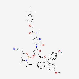 molecular formula C51H62N5O9P B13438439 N-[1-[(2R,4S,5R)-5-[[bis(4-methoxyphenyl)-phenylmethoxy]methyl]-4-[2-cyanoethoxy-[di(propan-2-yl)amino]phosphanyl]oxyoxolan-2-yl]-2-oxopyrimidin-4-yl]-2-(4-tert-butylphenoxy)acetamide 
