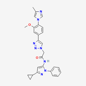 molecular formula C27H26N8O2 B13438506 N-(3-Cyclopropyl-1-Phenyl-1h-Pyrazol-5-Yl)-2-{4-[3-Methoxy-4-(4-Methyl-1h-Imidazol-1-Yl)phenyl]-1h-1,2,3-Triazol-1-Yl}acetamide 