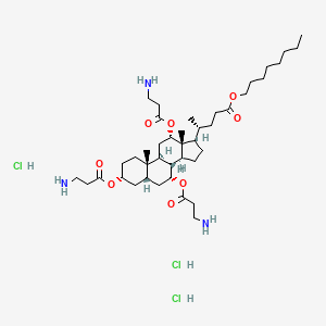 molecular formula C41H74Cl3N3O8 B13439125 octyl (4R)-4-[(3R,5S,7R,8R,9S,10S,12S,13R,14S,17R)-3,7,12-tris(3-aminopropanoyloxy)-10,13-dimethyl-2,3,4,5,6,7,8,9,11,12,14,15,16,17-tetradecahydro-1H-cyclopenta[a]phenanthren-17-yl]pentanoate;trihydrochloride 