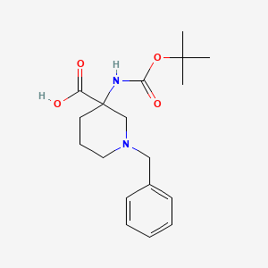 molecular formula C18H26N2O4 B1343938 1-Benzyl-3-boc-amino-piperidine-3-carboxylic acid CAS No. 436867-72-0