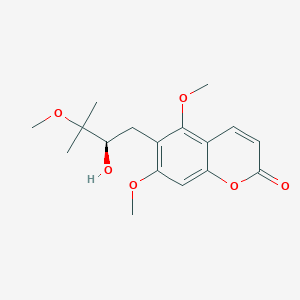 molecular formula C17H22O6 B13439542 Toddalolactone 3'-O-methyl ether (6-(2-Hydroxy-3-methoxy-3-methylbutyl)-5,7-dimethoxycoumarin) 