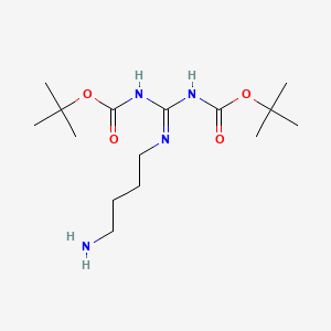 molecular formula C15H30N4O4 B13439655 N,N'-[(4-Iminobutyl)carbgonimidoyl]bis-C,C'-bis(1,1-dimethylethyl) Ester Carbamic Acid 