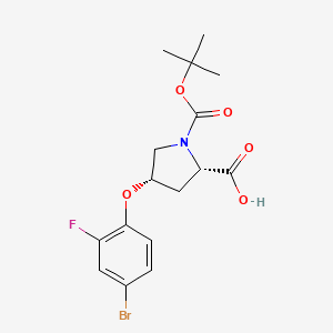 molecular formula C16H19BrFNO5 B1343973 (2S,4S)-4-(4-溴-2-氟苯氧基)-1-(叔丁氧羰基)-2-吡咯烷甲酸 CAS No. 1135227-05-2