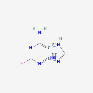 molecular formula C5H4FN5 B13439737 2-Fluoroadenine-13C2,15N 