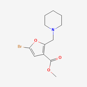 molecular formula C12H16BrNO3 B13439831 Methyl 5-bromo-2-(piperidin-1-ylmethyl)-3-furoate 