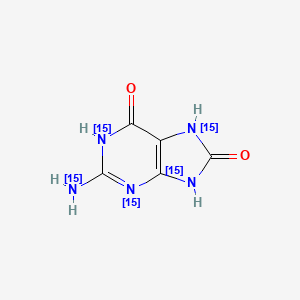 molecular formula C5H5N5O2 B13440180 2-Amino-6,8-dihydroxypurine-15N5 