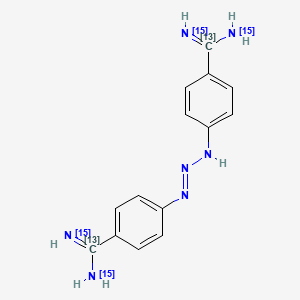 molecular formula C14H15N7 B13440253 Diminazene-13C2,15N4 Dihydrochloride (major) 