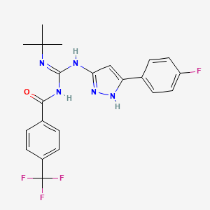 molecular formula C22H21F4N5O B13440446 N-[N'-tert-butyl-N-[5-(4-fluorophenyl)-1H-pyrazol-3-yl]carbamimidoyl]-4-(trifluoromethyl)benzamide 