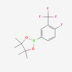 B1344045 2-(4-Fluoro-3-(trifluoromethyl)phenyl)-4,4,5,5-tetramethyl-1,3,2-dioxaborolane CAS No. 445303-14-0