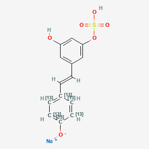 molecular formula C14H11NaO6S B13440453 sodium;4-[(E)-2-(3-hydroxy-5-sulfooxyphenyl)ethenyl](1,2,3,4,5,6-13C6)cyclohexa-1,3,5-trien-1-olate 