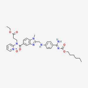 molecular formula C34H41N7O6 B13440552 ethyl 3-[[2-[[4-[(Z)-N'-hexoxycarbonylcarbamimidoyl]anilino]methyl]-1-methylbenzimidazole-5-carbonyl]-(1-oxidopyridin-1-ium-2-yl)amino]propanoate 