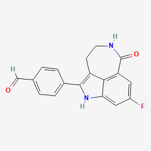 molecular formula C18H13FN2O2 B1344078 4-(8-Fluoro-6-oxo-3,4,5,6-tetrahydro-1H-azepino[5,4,3-CD]indol-2-YL)benzaldehyde CAS No. 283173-84-2