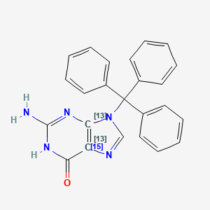 molecular formula C24H19N5O B13440950 9N-Trityl Guanine-13C2,15N 