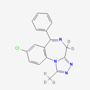 molecular formula C17H13ClN4 B13441060 8-Chloro-4,4-dideuterio-6-phenyl-1-(trideuteriomethyl)-[1,2,4]triazolo[4,3-a][1,4]benzodiazepine CAS No. 1286073-82-2