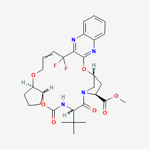 molecular formula C30H36F2N4O7 B13441090 methyl (1R,18R,22R,26S,29S)-26-tert-butyl-13,13-difluoro-24,27-dioxo-2,17,23-trioxa-4,11,25,28-tetrazapentacyclo[26.2.1.03,12.05,10.018,22]hentriaconta-3,5,7,9,11,14-hexaene-29-carboxylate 