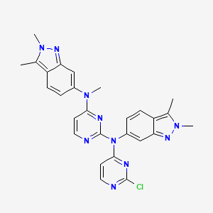 molecular formula C27H25ClN10 B13441357 N2-(2-Chloropyrimidin-4-yl)-N2,N4-bis(2,3-dimethyl-2H-indazol-6-yl)-N4-methylpyrimidine-2,4-diamine 