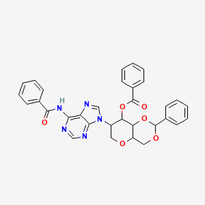 molecular formula C32H27N5O6 B13441392 7-(6-Benzamido-9H-purin-9-yl)-2-phenylhexahydropyrano[3,2-d][1,3]dioxin-8-yl benzoate 
