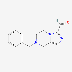 molecular formula C14H15N3O B1344146 7-Benzyl-5,6,7,8-tetrahydroimidazo[1,5-A]pyrazine-3-carbaldehyde CAS No. 165894-25-7
