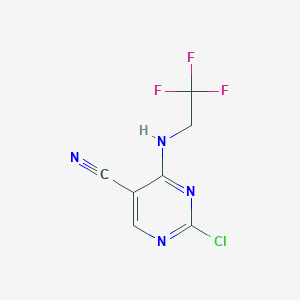 molecular formula C7H4ClF3N4 B1344175 2-Chloro-4-[(2,2,2-trifluoroethyl)amino]pyrimidine-5-carbonitrile CAS No. 389606-51-3
