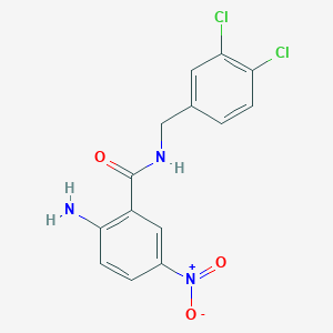 molecular formula C14H11Cl2N3O3 B1344211 2-氨基-N-(3,4-二氯苄基)-5-硝基苯甲酰胺 CAS No. 247569-82-0