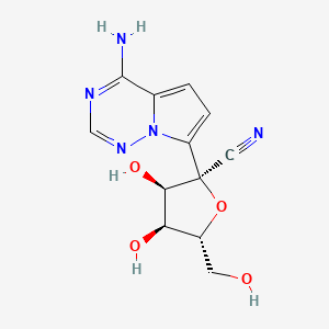 molecular formula C12H13N5O4 B13442216 (2S,3R,4S,5R)-2-(4-aminopyrrolo[2,1-f][1,2,4]triazin-7-yl)-3,4-dihydroxy-5-(hydroxymethyl)oxolane-2-carbonitrile 