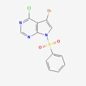 molecular formula C12H7BrClN3O2S B1344223 5-Bromo-4-chloro-7-(phenylsulfonyl)-7H-pyrrolo[2,3-D]pyrimidine CAS No. 252723-17-4