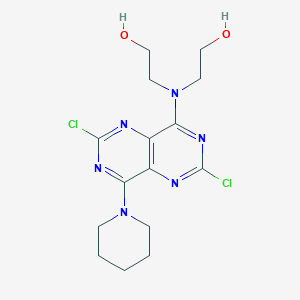 molecular formula C15H20Cl2N6O2 B13442515 2-[(2,6-Dichloro-8-piperidin-1-ylpyrimido[5,4-d]pyrimidin-4-yl)-(2-hydroxyethyl)amino]ethanol 