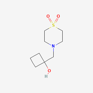 molecular formula C9H17NO3S B13442522 4-[(1-Hydroxycyclobutyl)methyl]-1lambda-thiomorpholine-1,1-dione 