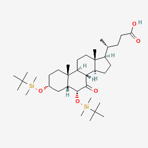 molecular formula C36H66O5Si2 B13442535 (3a,5b,6a)-3,6-Bis[[(1,1-dimethylethyl)dimethylsilyl]oxy]-7-oxo-cholan-24-oic Acid 
