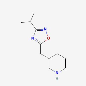 molecular formula C11H19N3O B13442566 3-Isopropyl-5-(piperidin-3-ylmethyl)-1,2,4-oxadiazole 