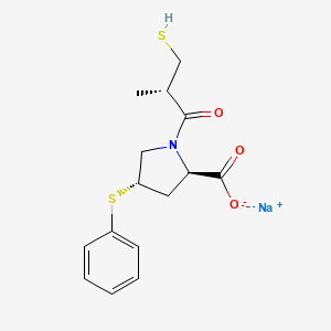 molecular formula C15H18NNaO3S2 B13442580 sodium;(2R,4S)-1-[(2S)-2-methyl-3-sulfanylpropanoyl]-4-phenylsulfanylpyrrolidine-2-carboxylate 
