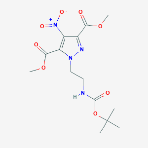 molecular formula C14H20N4O8 B1344266 1-(2-tert-Butoxycarbonylamino-ethyl)-4-nitro-1H-pyrazole-3,5-dicarboxylic acid dimethyl ester 