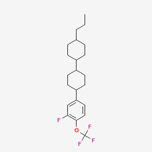 molecular formula C22H30F4O B13442668 [trans(trans)]-2-Fluoro-4-(4'-propyl[1,1'-bicyclohexyl]-4-yl)-1-(trifluoromethoxy)benzene CAS No. 137810-19-6