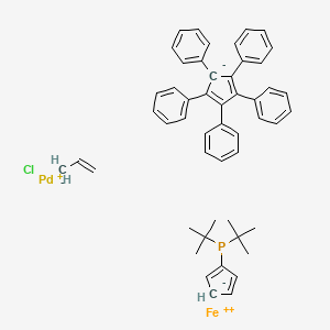molecular formula C51H52ClFePPd B13442758 Chloropalladium(1+);ditert-butyl(cyclopenta-1,4-dien-1-yl)phosphane;iron(2+);prop-1-ene;(2,3,4,5-tetraphenylcyclopenta-1,4-dien-1-yl)benzene 