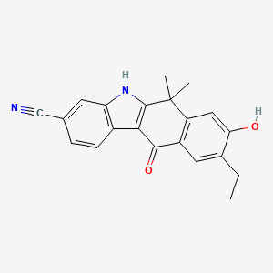 molecular formula C21H18N2O2 B13442766 9-Ethyl-6,11-dihydro-8-hydroxy-6,6-dimethyl-11-oxo-5H-benzo[b]carbazole-3-carbonitrile 