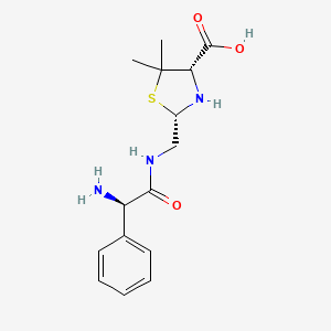 molecular formula C15H21N3O3S B13442792 (2S,4S)-2-[[[(2R)-2-amino-2-phenylacetyl]amino]methyl]-5,5-dimethyl-1,3-thiazolidine-4-carboxylic acid 