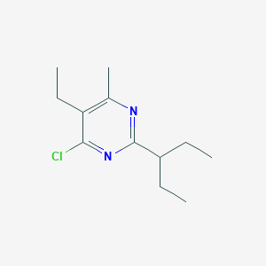 molecular formula C12H19ClN2 B13442906 4-Chloro-5-ethyl-6-methyl-2-(pentan-3-yl)pyrimidine 